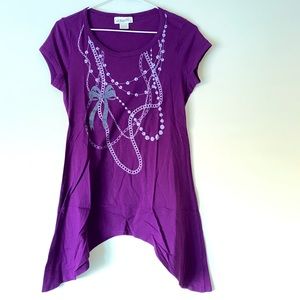 Belle Du Jour Junior's Graphic Print Purple Tees - M - Pre-owned